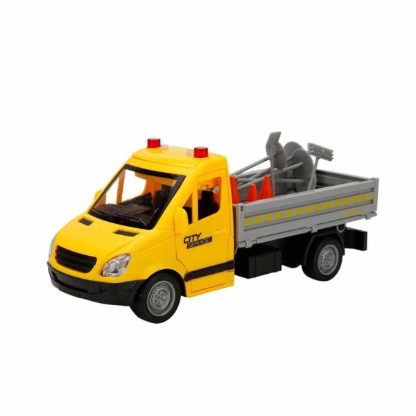 Maxx Wheels Sesli ve Işıklı Yol Yardım Kamyonu ve Trafik İşaretleri - Sarı - Görsel 2