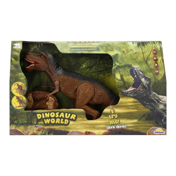 Kumandalı Sesli ve Işıklı Hareketli Dinozor - Kahverengi - Görsel 3