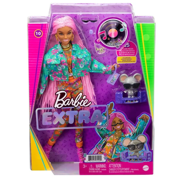 Barbie Extra Pembe Örgü Saçlı Bebek GXF09 - Görsel 2