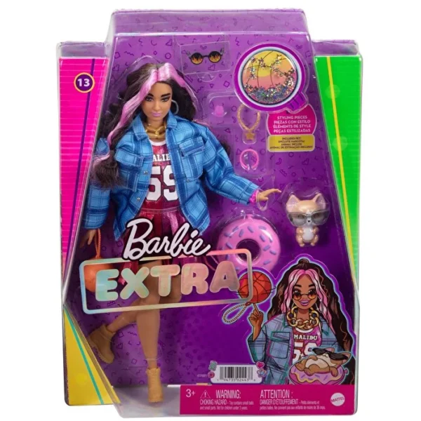 Barbie Extra - Ekose Ceketli Bebek HDJ46 - Görsel 6