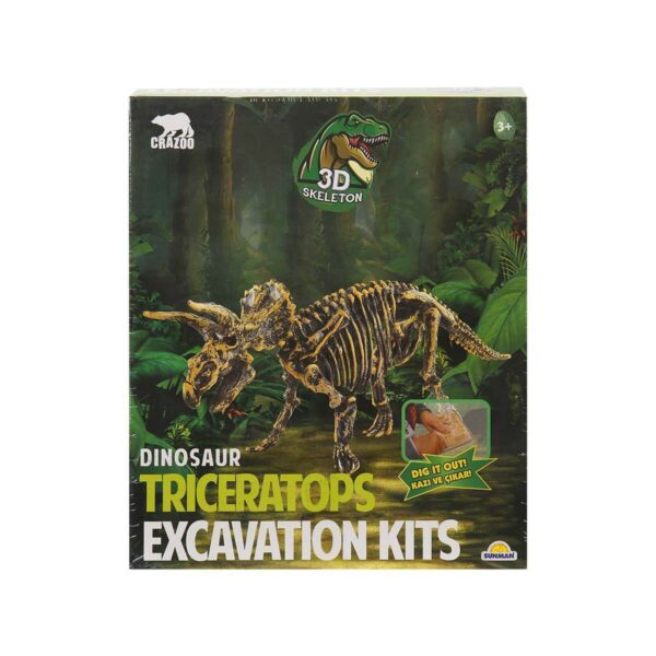 Crazoo 3D Fosil Kazı Seti: Dinozor Triceratops