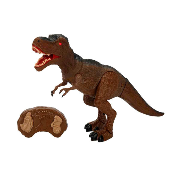 Kumandalı Sesli ve Işıklı Hareketli Dinozor - Kahverengi - Görsel 2