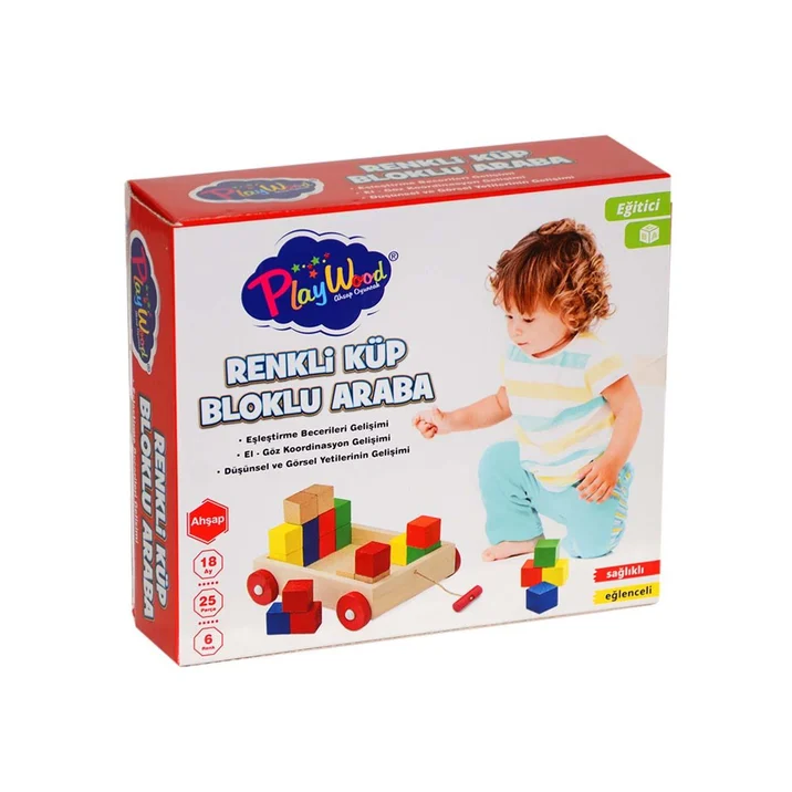 Playwood Ahşap Küp Bloklu Araba 25 parça - Görsel 3