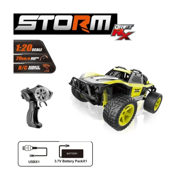 Uzaktan Kumandalı Şarjlı 1:20 Ölçek, 20 km/h Hız, 2.4GHz Storm Drift Araba - Görsel 3