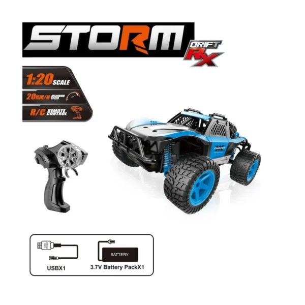 Uzaktan Kumandalı Şarjlı 1:20 Ölçek, 20 km/h Hız, 2.4GHz Storm Drift Araba - Görsel 4