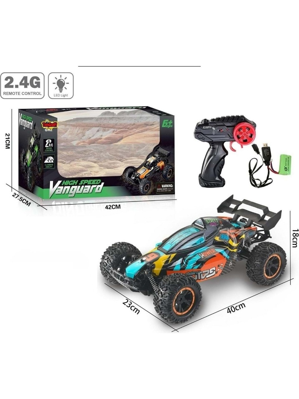 1:10 Kumandalı Dev Off-Road Araba – 15KM/H Hızlı, Şarjlı, 2.4GHz 40 cm RC Arazi Aracı