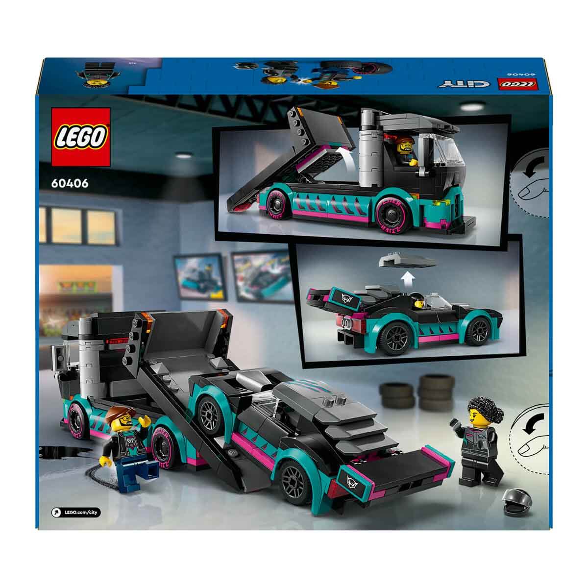 LEGO® City Yarış Arabası ve Araba Taşıyıcı Kamyon 60406 - Görsel 4