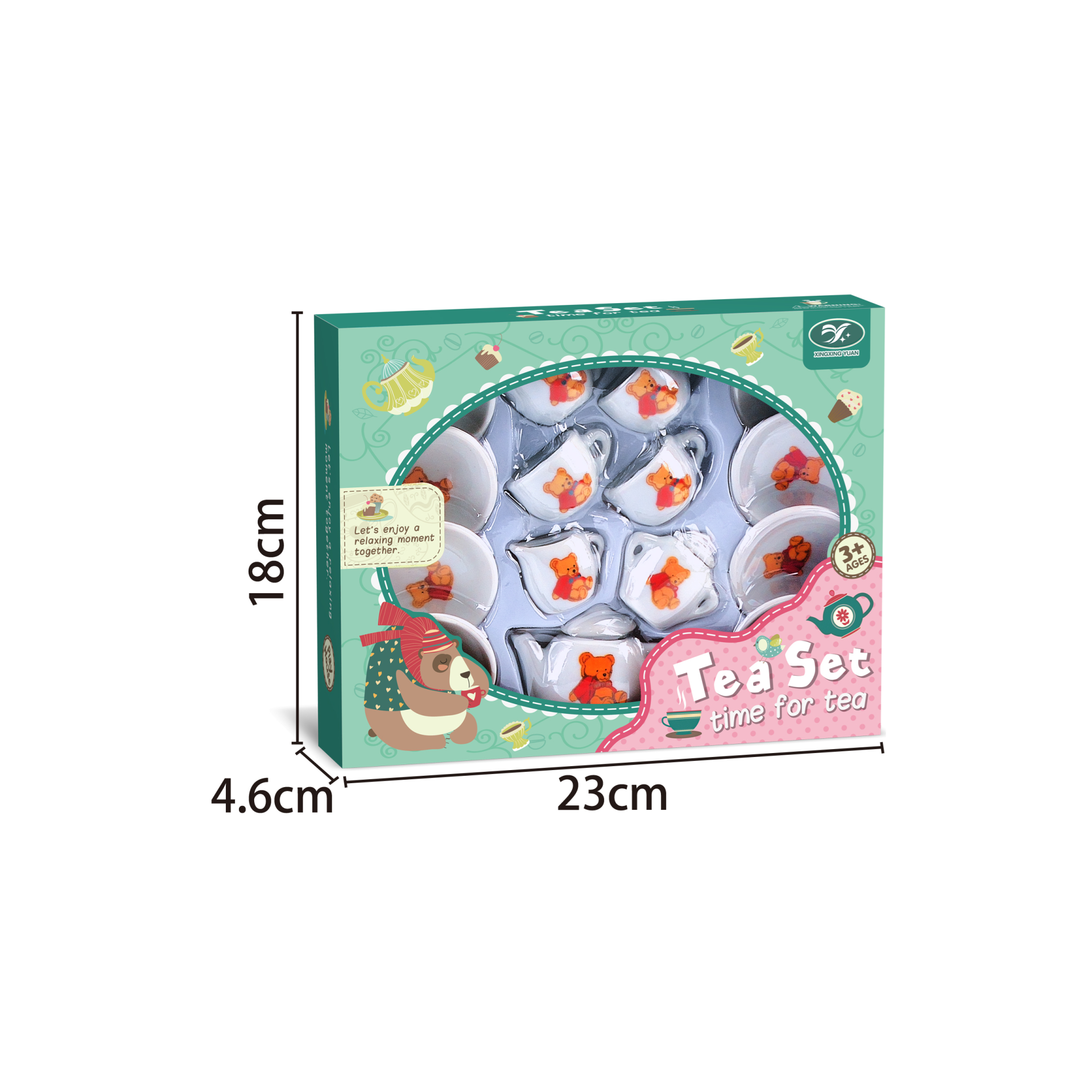 MEGA 17 Parça Seramik Çay Seti Ayı Desenli - Görsel 2