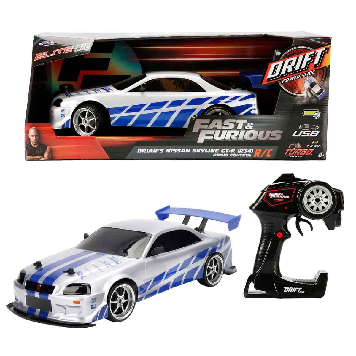 1:10 Fast & Furious Brian’s Nissan Skyline GT-R (R34) USB Şarjlı Uzaktan Kumandalı Drift Araba